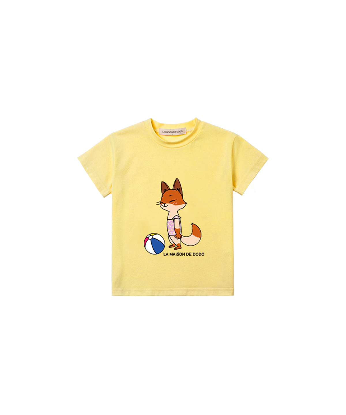 라메종드도도(LA MAISON DE DODO) Simply DODO T Shirt with Fox (Cream Yellow)_키즈반팔티