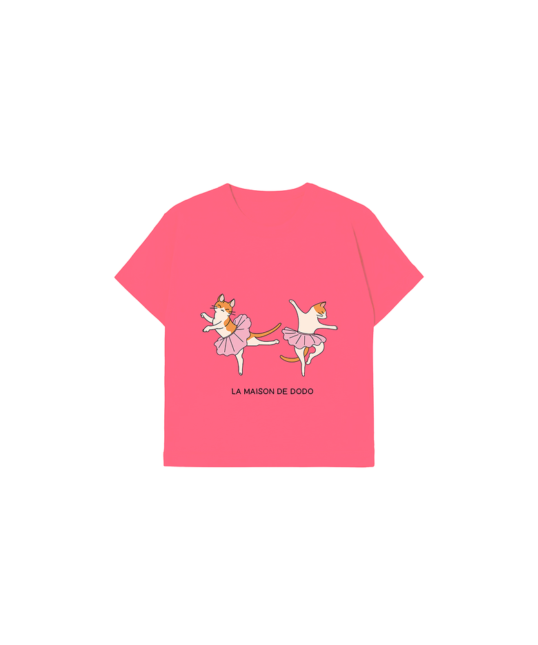 Simply DODO T Shirt with Cats (Pink)_키즈반팔티