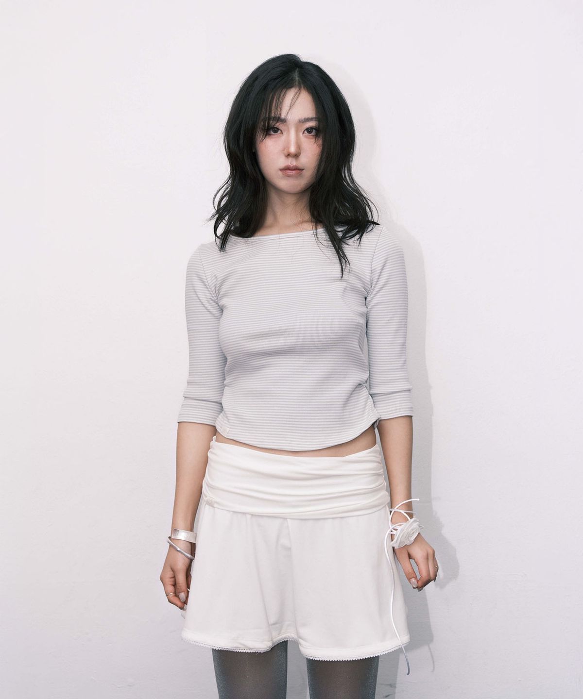 오드민(ODDMIN) Slim 3/4 sleeve T-shirt (stripe)