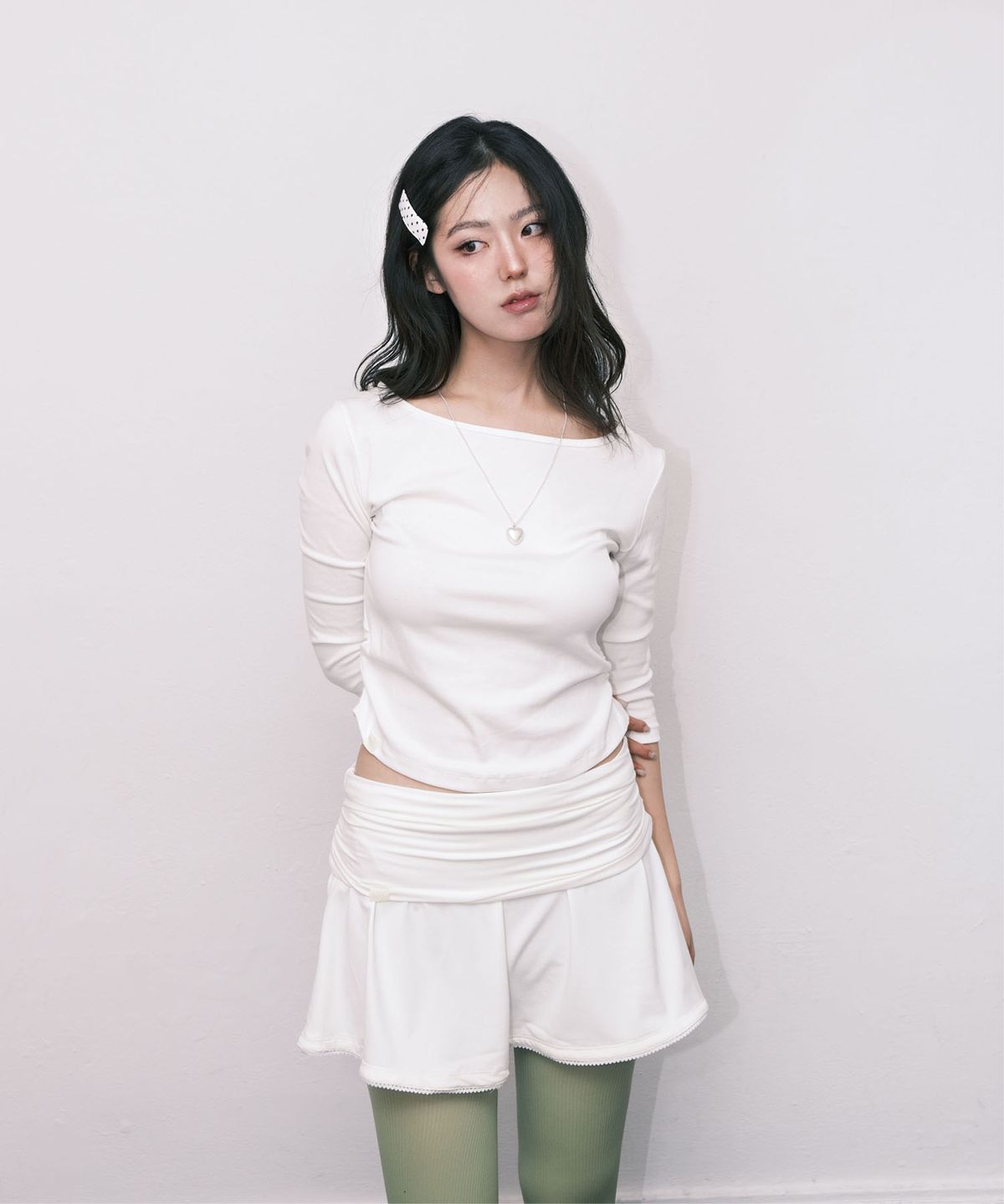 오드민(ODDMIN) Slim 3/4 sleeve T-shirt (ivory)