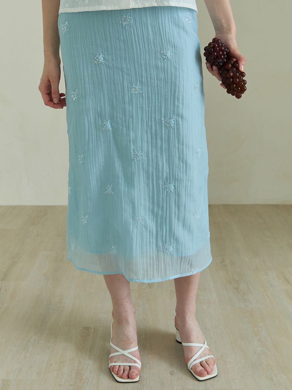 릴리움(LILIUM) Del Mar Crinkle Beads Skirts_Blue