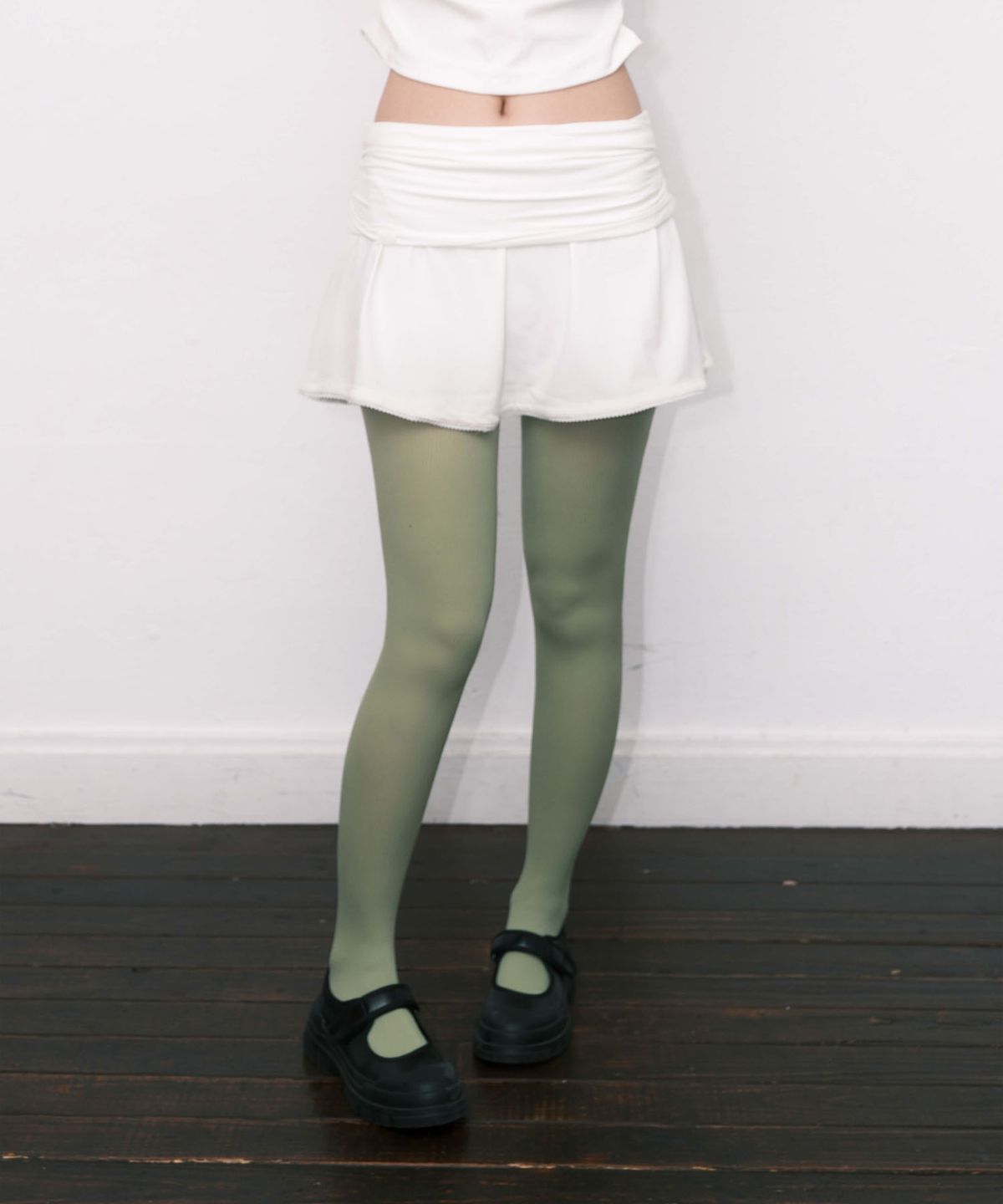 오드민(ODDMIN) Low-Rise Folded Skirt (ivory)