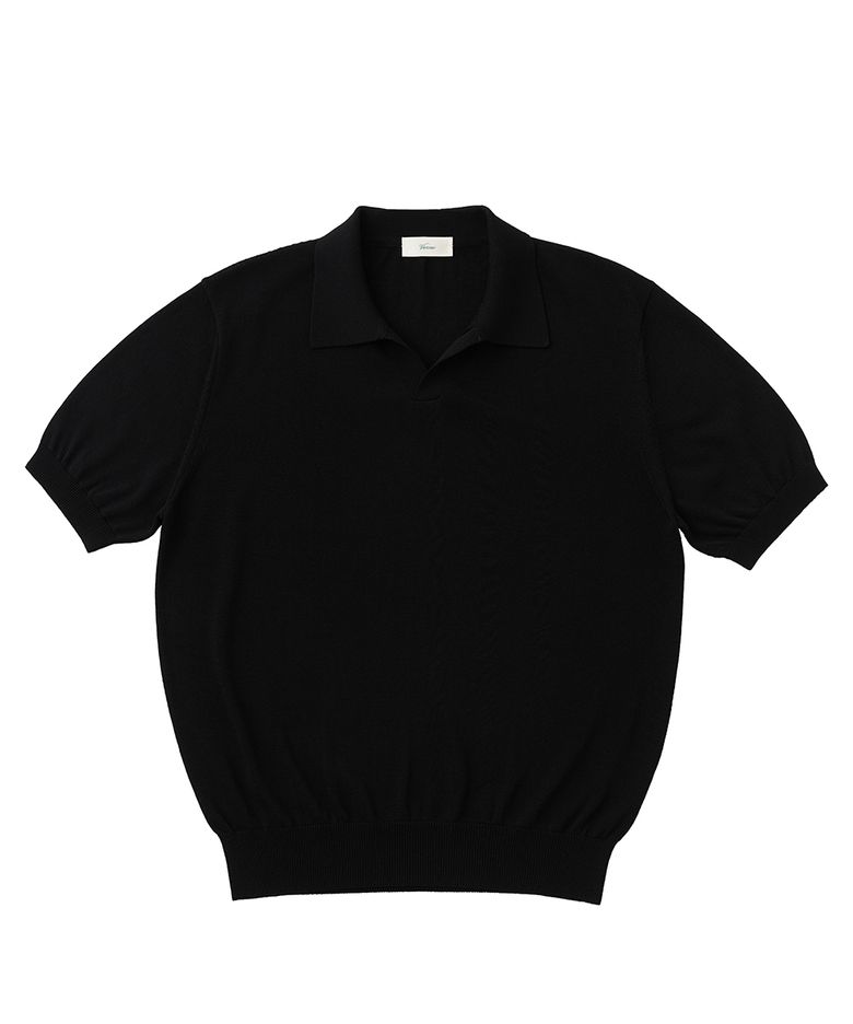 26SSLL Open collar knit Black