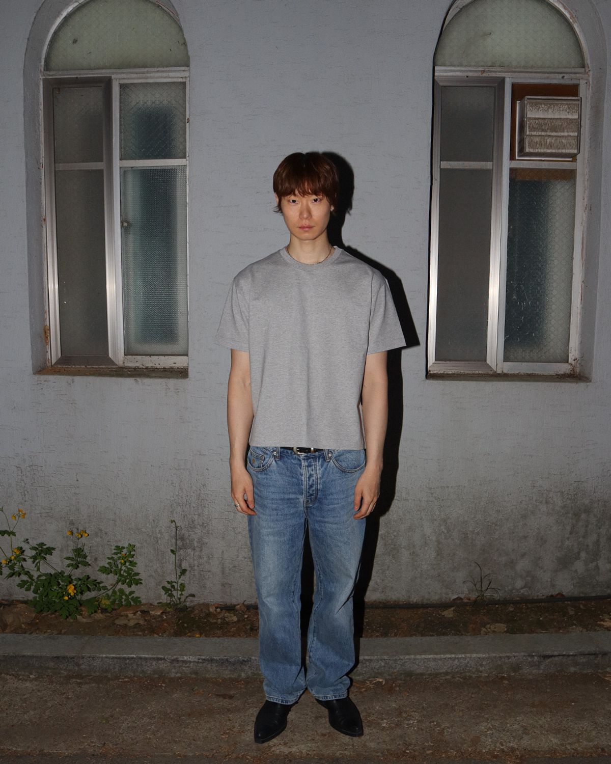 헤레시(HERESSY) 레귤러 크롭반팔티 라이트그레이