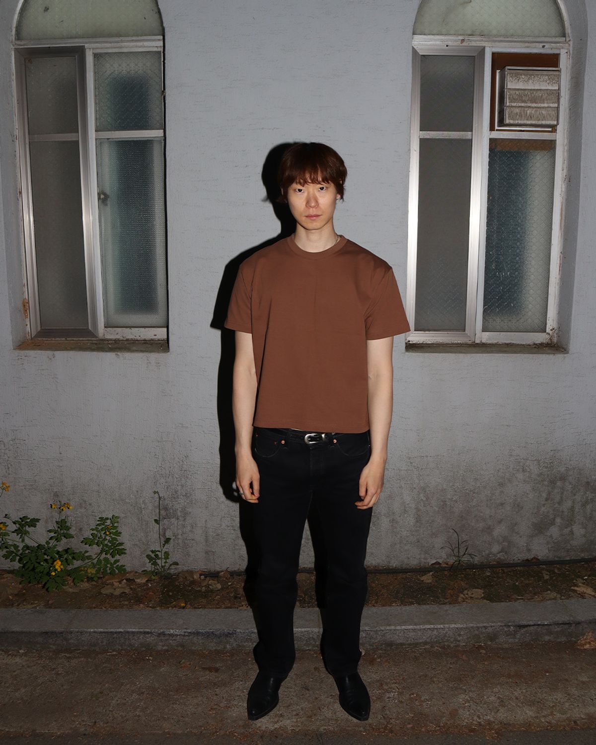 헤레시(HERESSY) 레귤러 크롭반팔티 브라운