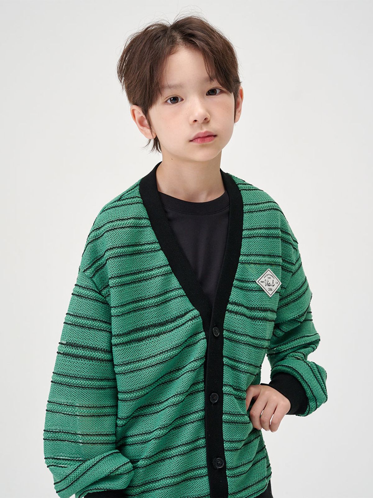 비아셉템버(VIASEPTEMBER) 위브 V넥 가디건 그린