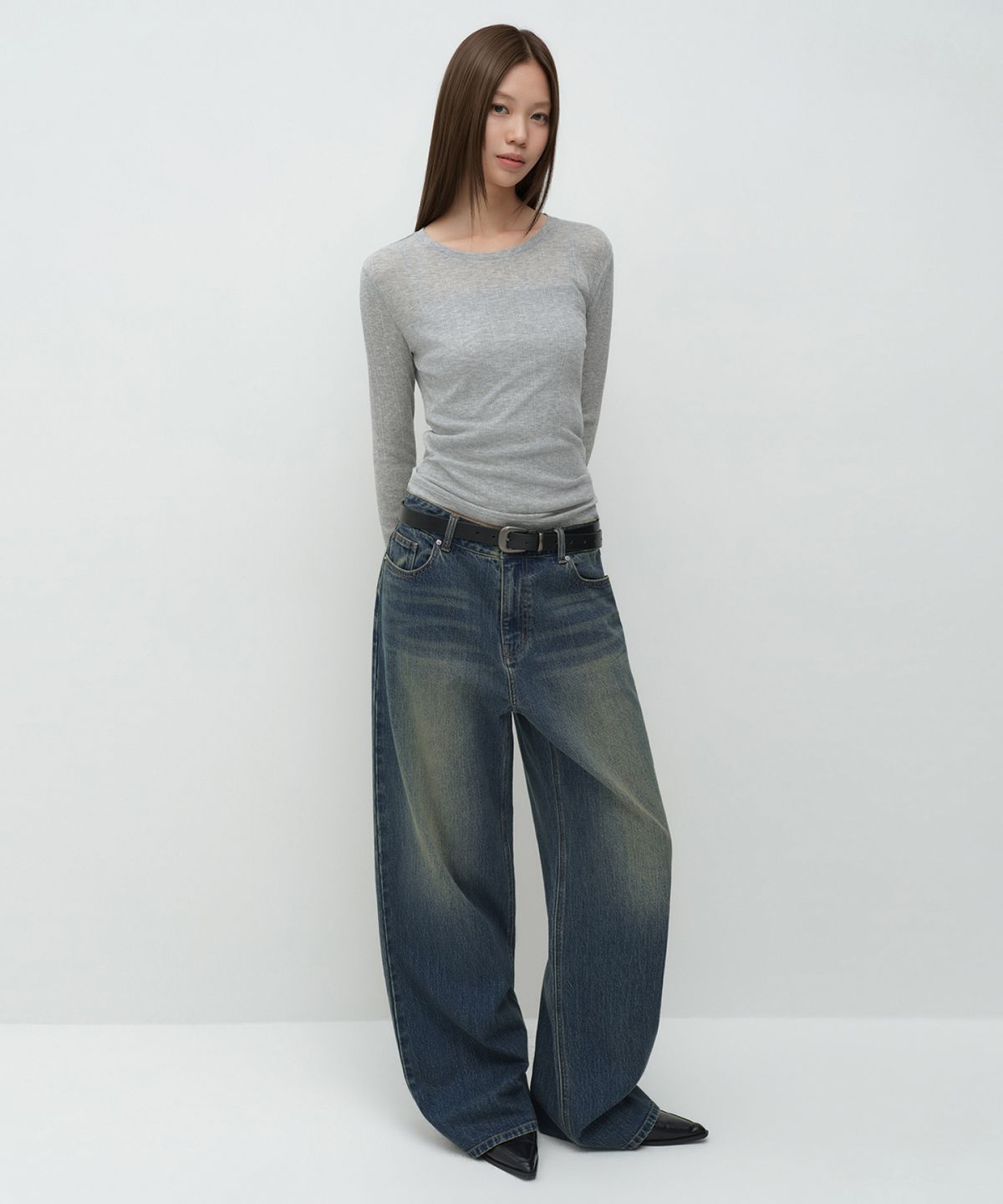 무신사 스탠다드 우먼(MUSINSA STANDARD WOMAN) 우먼즈 에센셜 엑스트라 와이드 데님 팬츠 [러스티 블루]