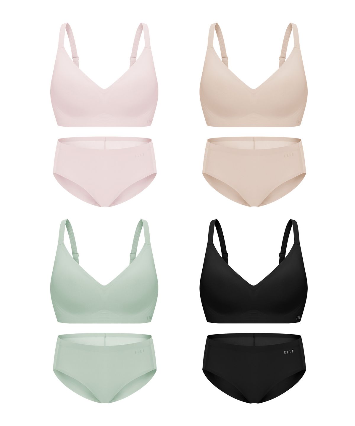 엘르이너웨어(ELLE INNERWEAR) [쿨 메쉬][리프트업] 쉐딩 브라 팬티 세트 - 4Colors