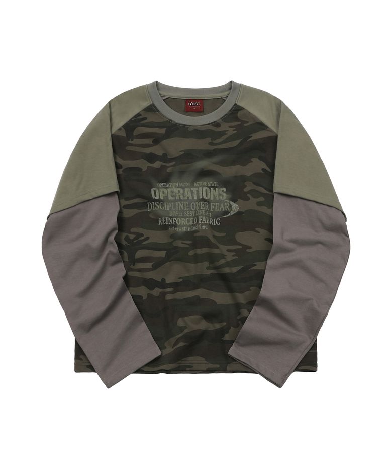 Camo Raglan Layered Sleeve khaki