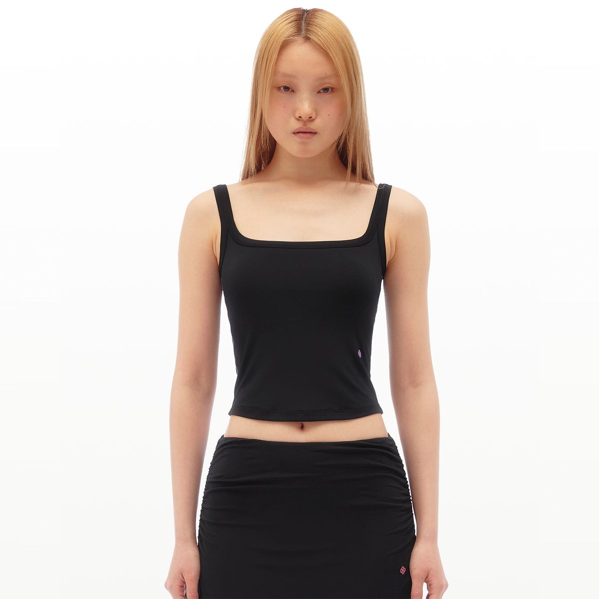 후포(HOOPOE) square neck top(viscose)_Onyx Black