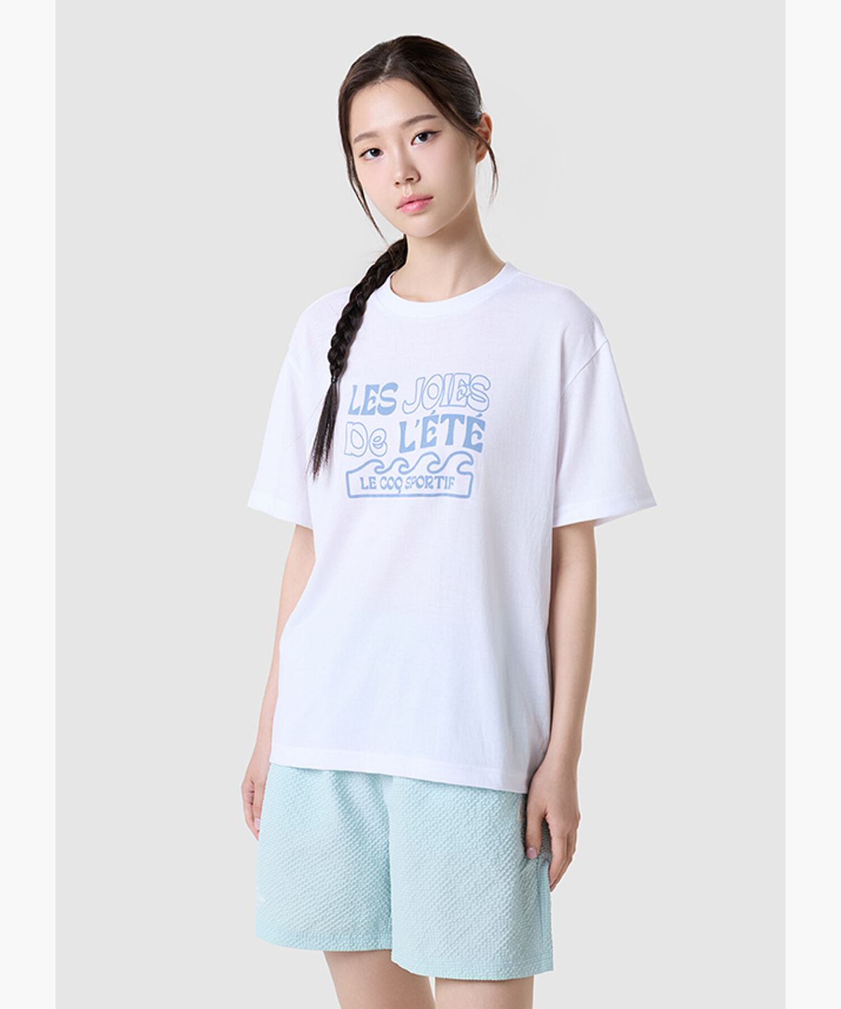 르꼬끄(LECOQ) 유니 레터 루즈핏 반팔티  - 화이트 QR223LRS64