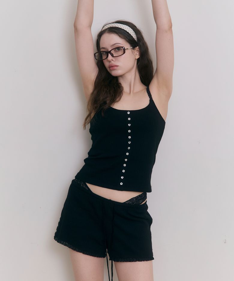 Sweet Dreams Button Cami Top (Black)