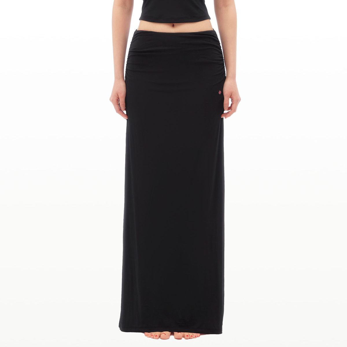 후포(HOOPOE) cool-touch reversible skirt_onyx black
