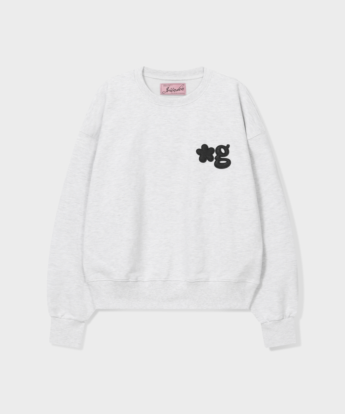 글런든(GRUNDEN) LEATHER PATCH SWEATSHIRT (LIGHT GREY)
