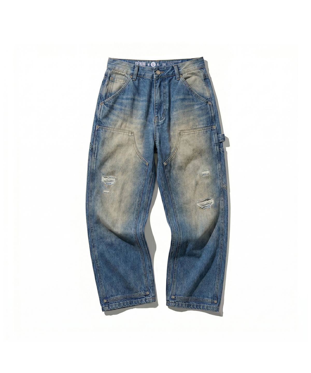 엑스트라오디너리(EXTRAORDINARY) VINTAGE WASHED DOUBLE KNEE DENIM BLUE