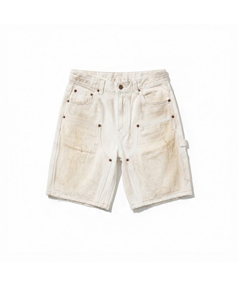 OIL WASHED OXFORD DOUBLE KNEE SHORT IVORY