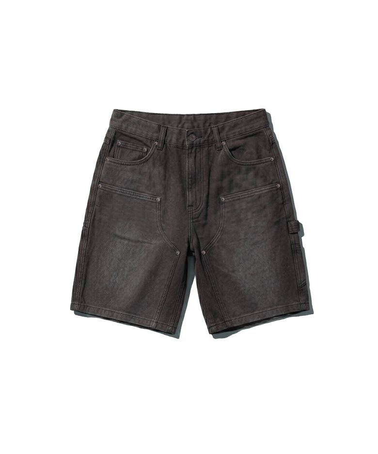 WASHED OXFORD DOUBLE KNEE SHORT BLACK