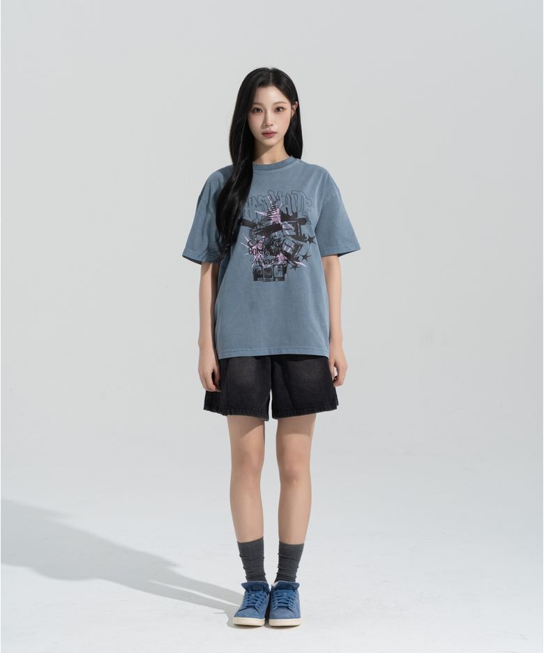 [PHASE_5] CRASHED MEDIA PIGMENT DYED SHORTSLEEVES _PIGMENT SLATE BLUE / 8802026-ST25