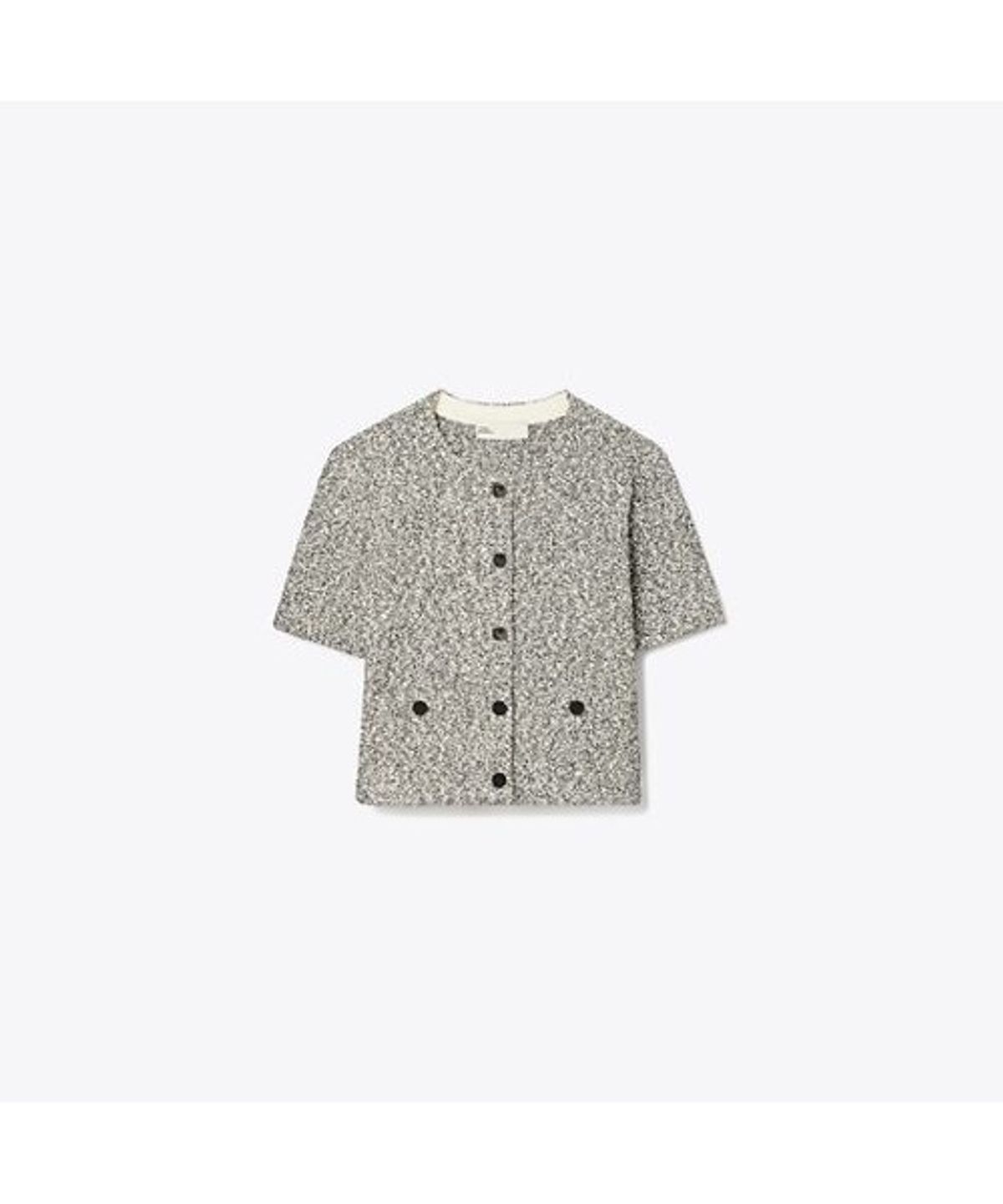 토리버치(TORYBURCH) 크롭트 트위드 가디건 - 라이트 그레이