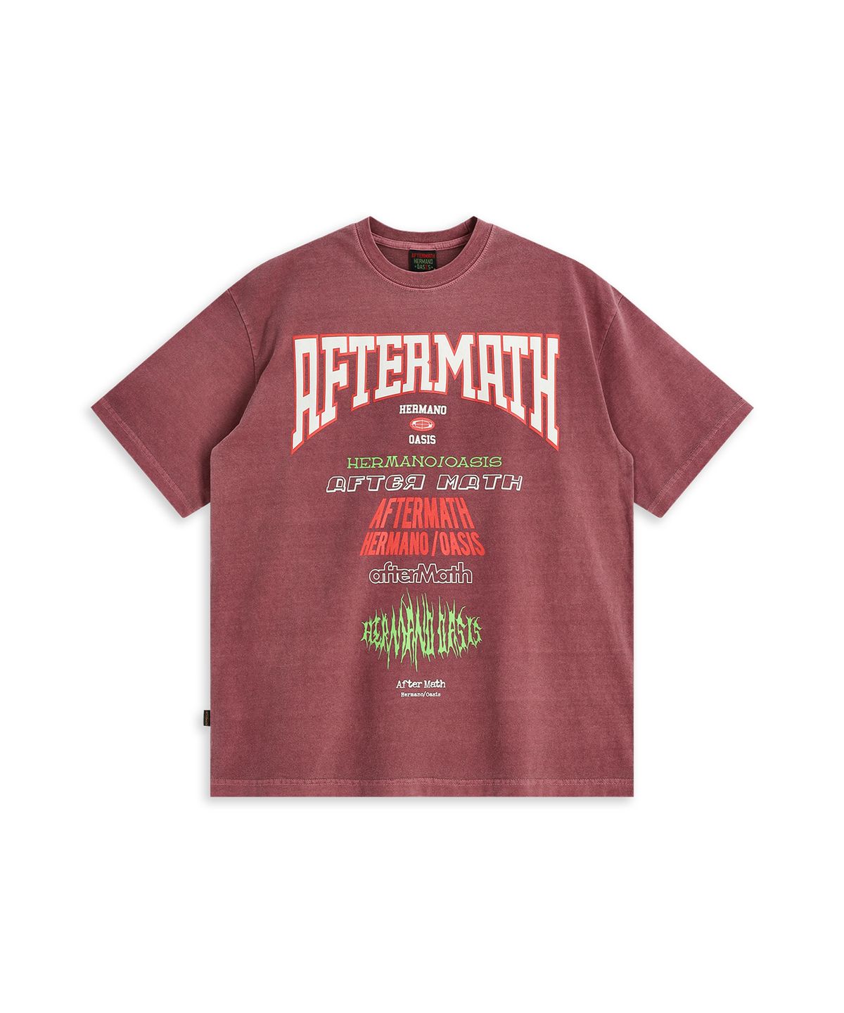 애프터매스(AFTERMATH) PIG DYED TOUR TEE BURGUNDY