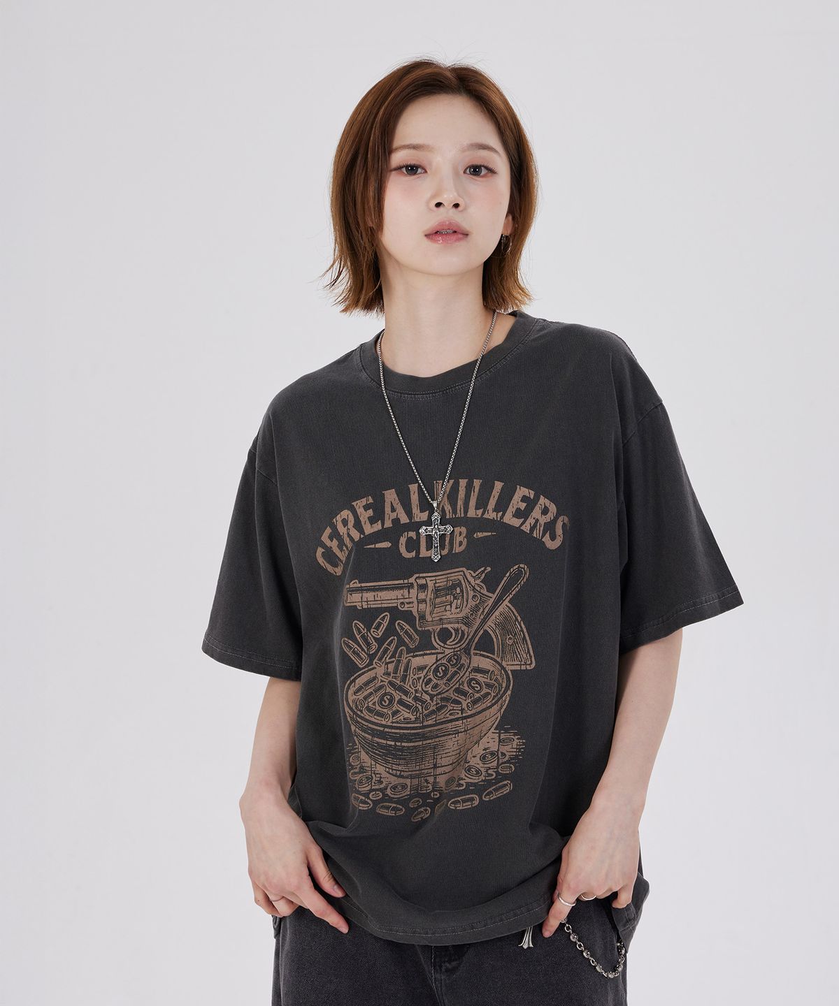디스펑트(DYSFUNCT) CEREAL KILLERS PIGMENT T-SHIRT(CHARCOAL)