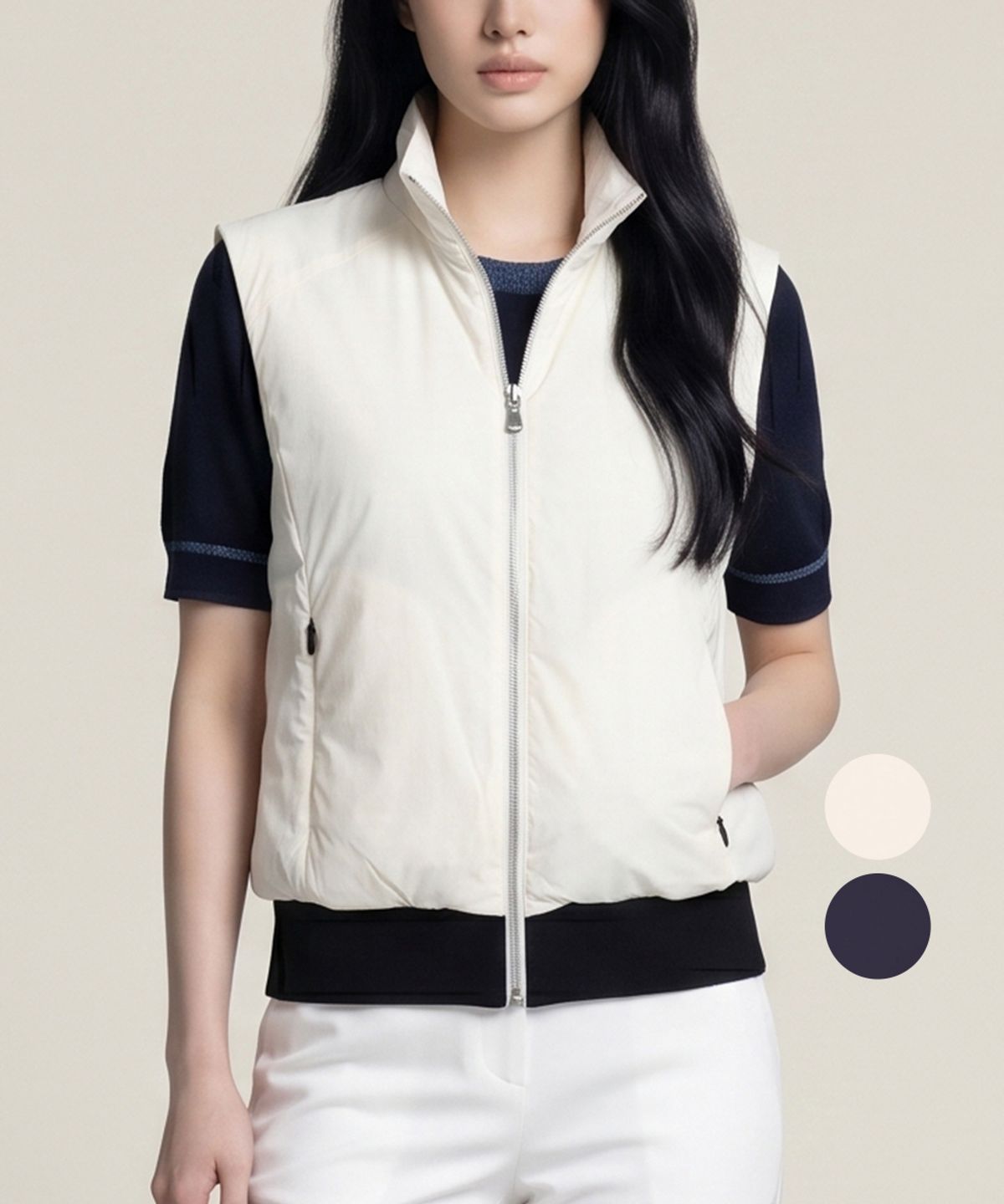 김영주 골프(KIM YOUNG JOO GOLF) 봄가을 여성 골프 집업 베스트 DQSLVE31