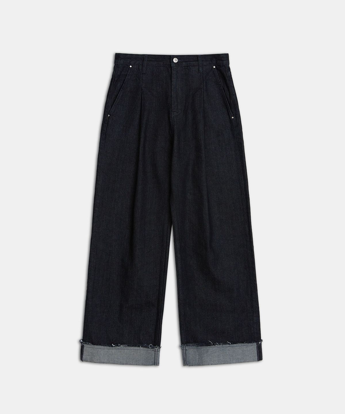 라벨아카이브(LABELARCHIVE) Colter raw-edge deep cuff jeans indigo