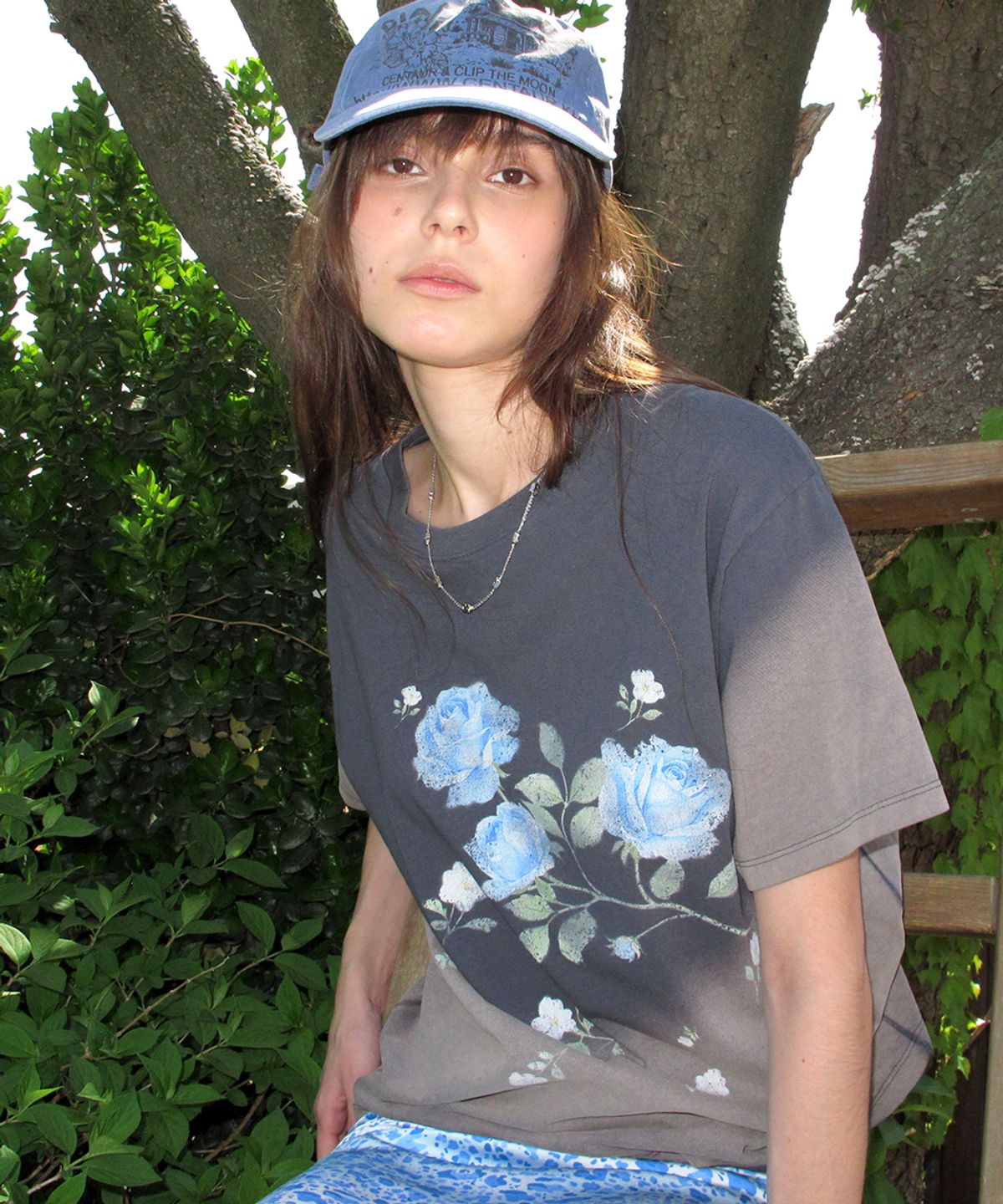 센토르(CENTAUR.KR) VINTAGE WASHED FLOWER T-SHIRT_CHARCOAL