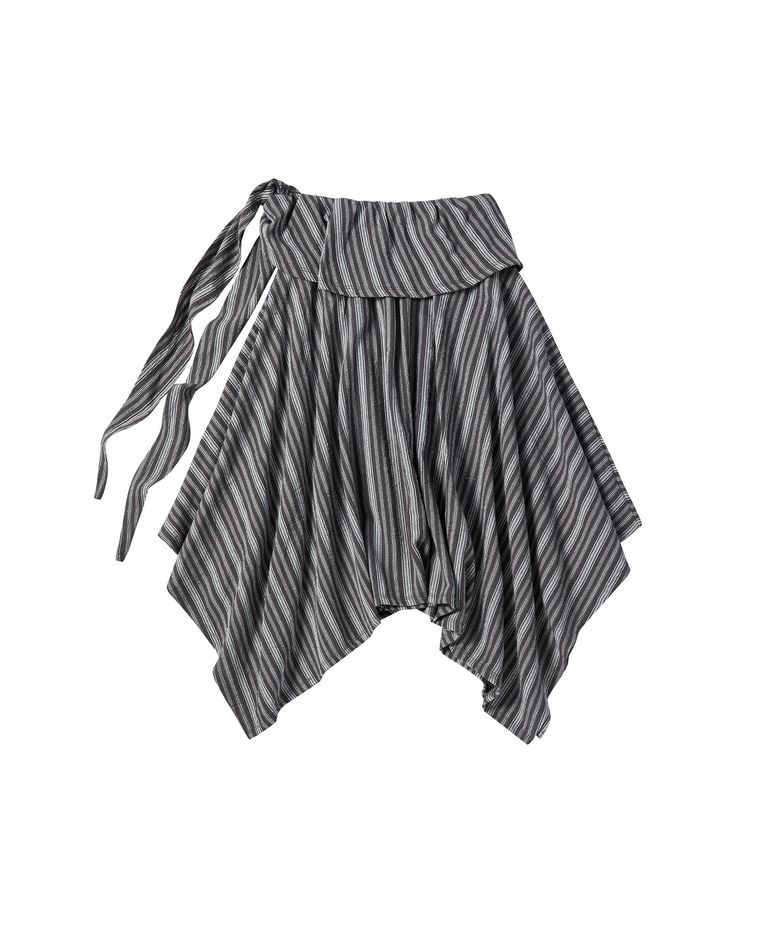 W LINEN STRIPE SKIRT [DEEP GRAY]