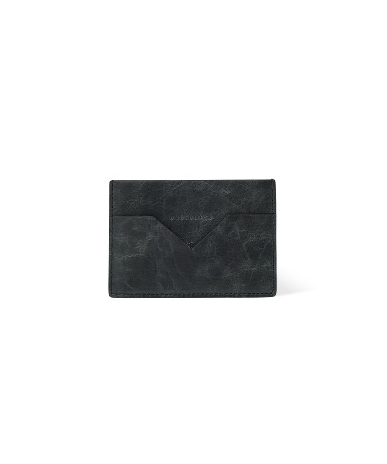 CRINKLED LEATHER CARD HOLDER (BLACK / BUFFALO SKIN)