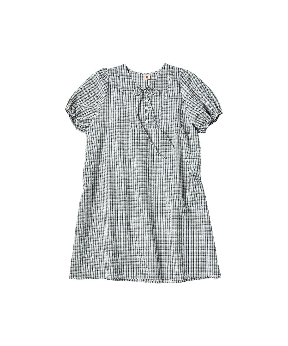 꼬모니노즈(COMONINOZ) W CHECK PUFF ONE PIECE [IVORY]