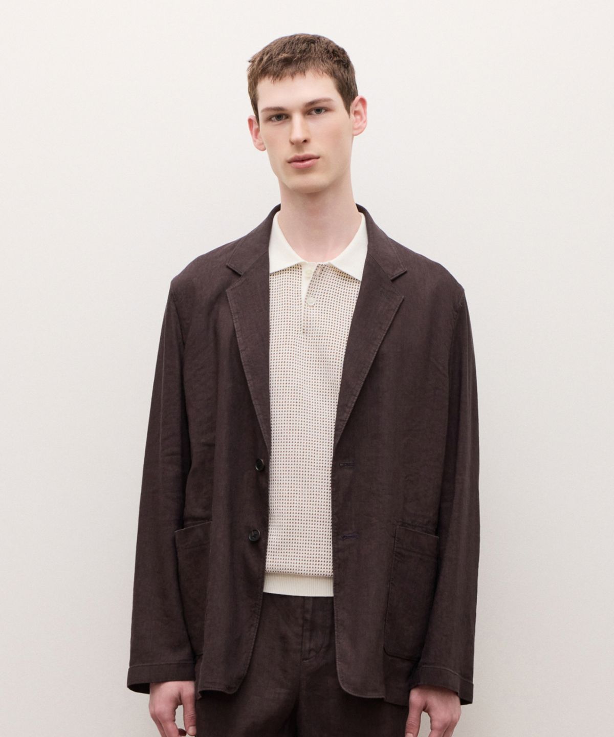 질스튜어트뉴욕 맨(JILLSTUART NEWYORK MEN) [MANTECO] 린넨 스트레치 셋업 자켓 - 다크브라운 (JNJA6B581W3)