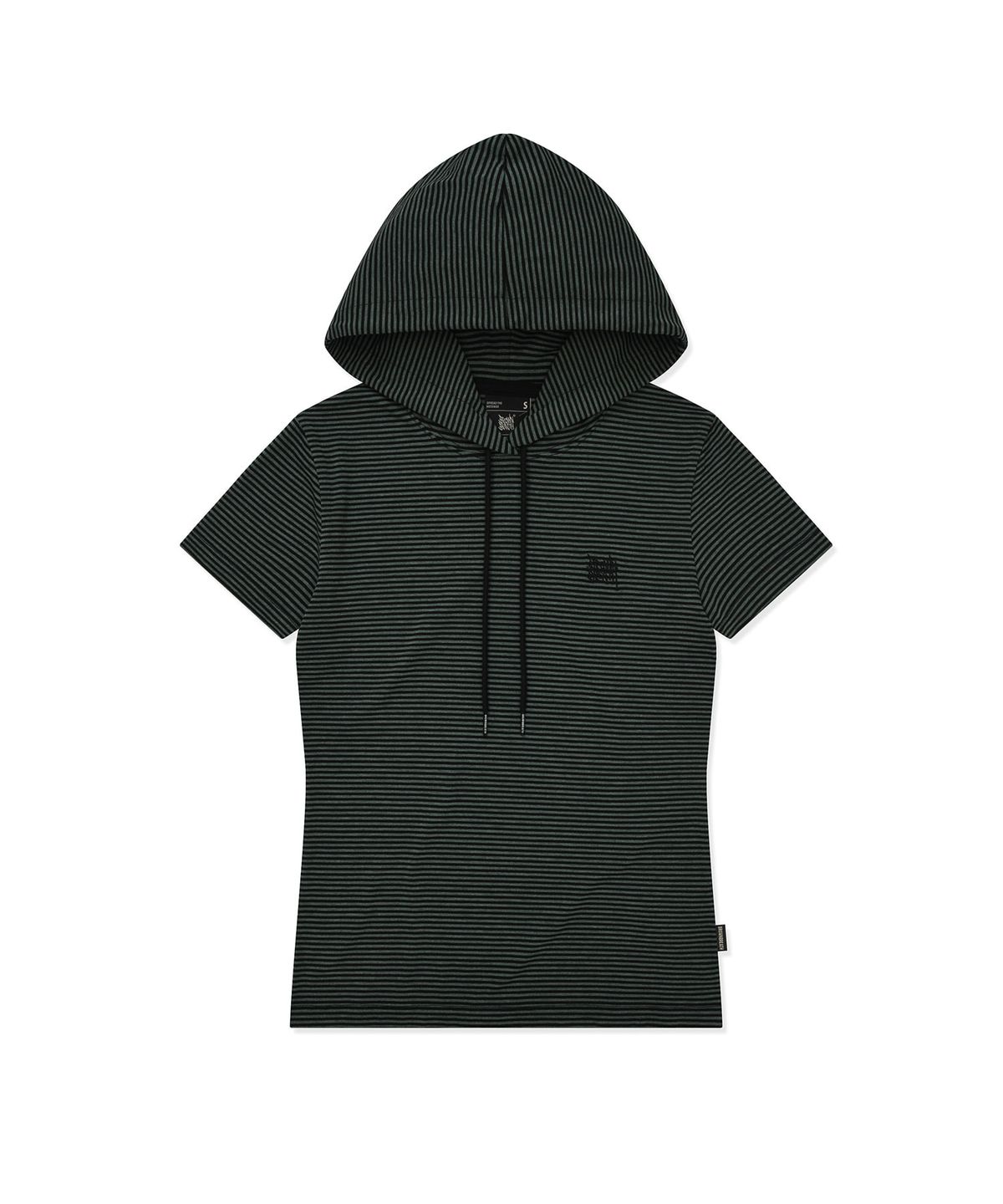 브라운브레스(BROWNBREATH) W TAG STRIPE SHORT SLEEVE HOODIE - GREEN