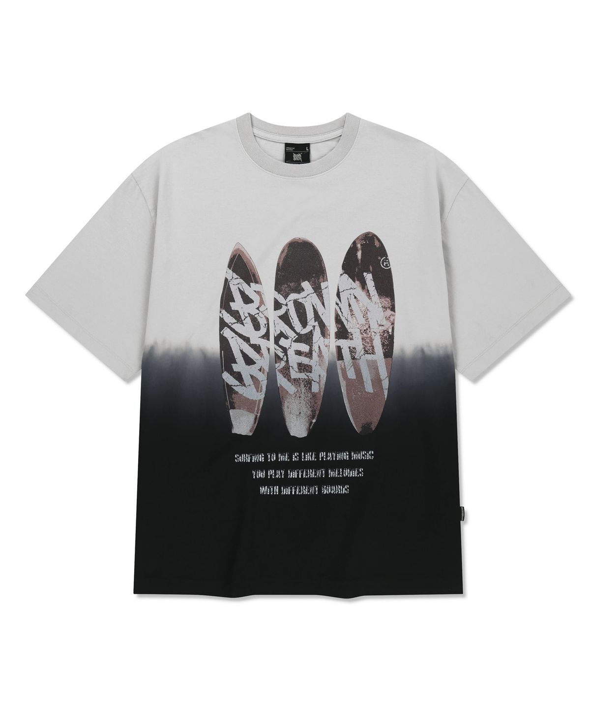 브라운브레스(BROWNBREATH) SURFING BOARD TAG TEE - CHARCOAL