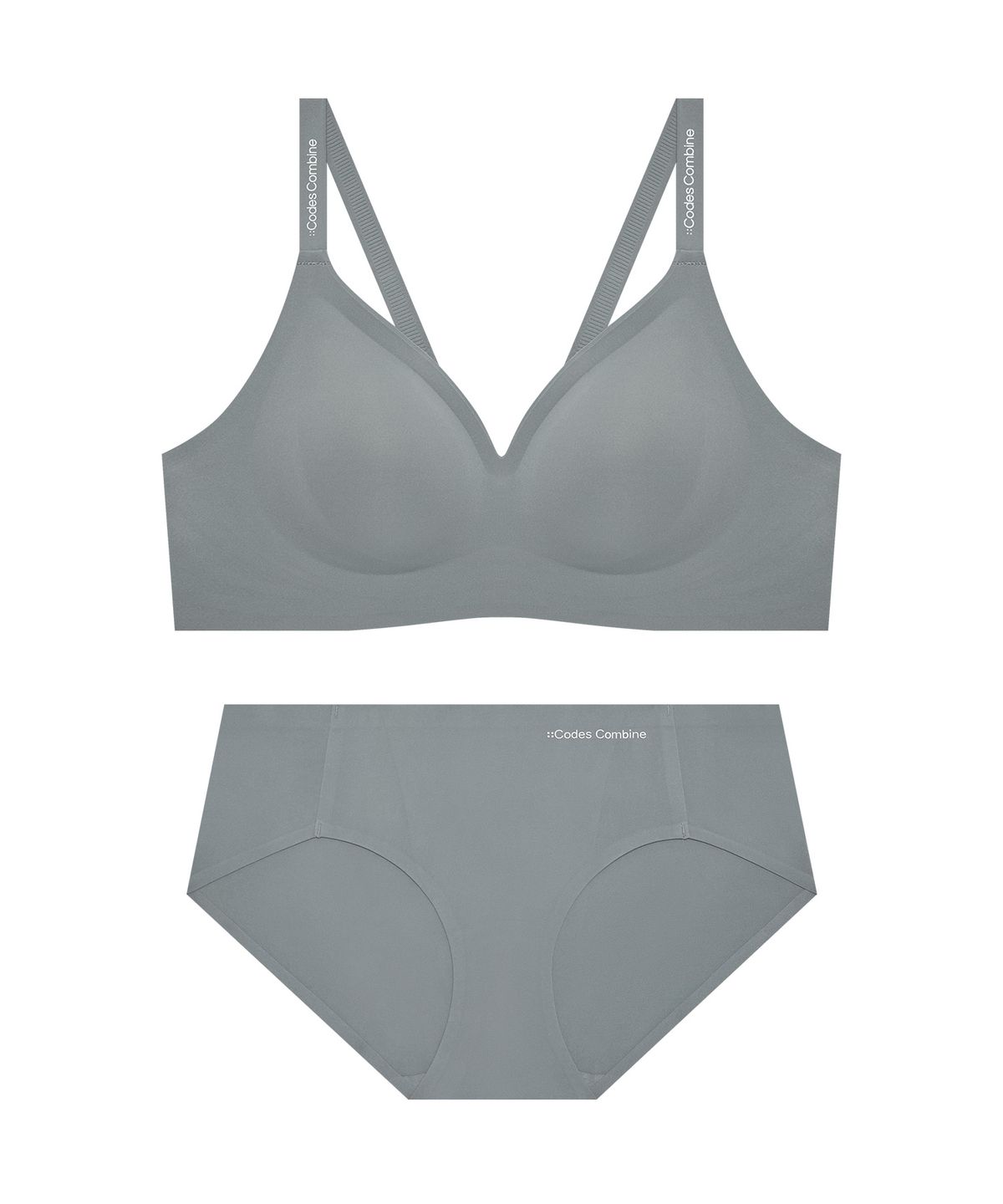 코데즈컴바인 이너웨어(CODES COMBINE INNERWEAR) 더블업 볼륨일체형 심리스 브라팬티 세트_그레이