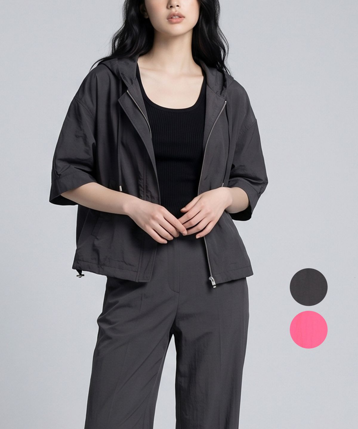김영주 골프(KIM YOUNG JOO GOLF) 여름 후드 바스락 여성 바람막이  DQMLJP04