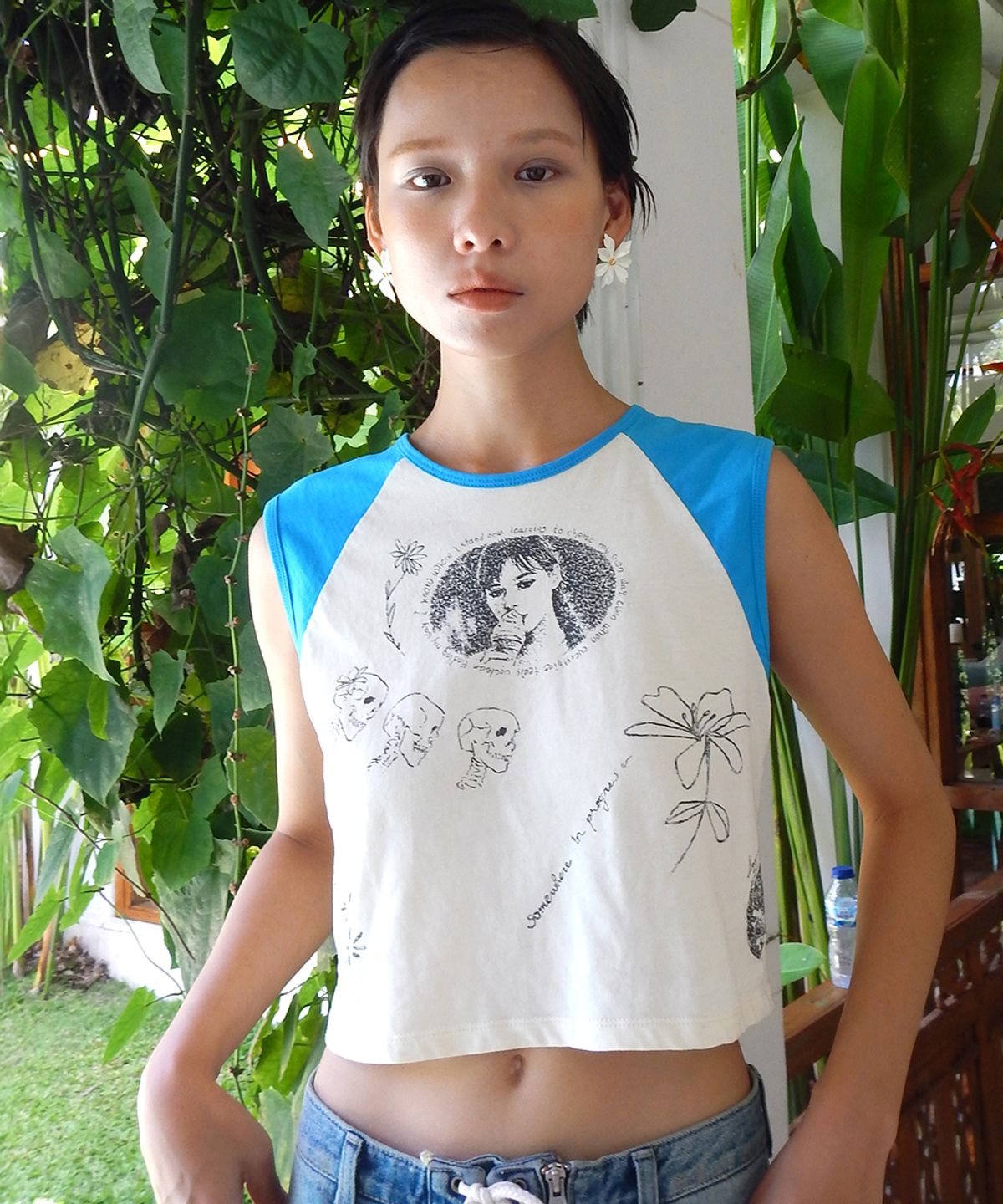 센토르(CENTAUR.KR) DOODLE RAGLAN SLEEVELESS TOP_CREAM