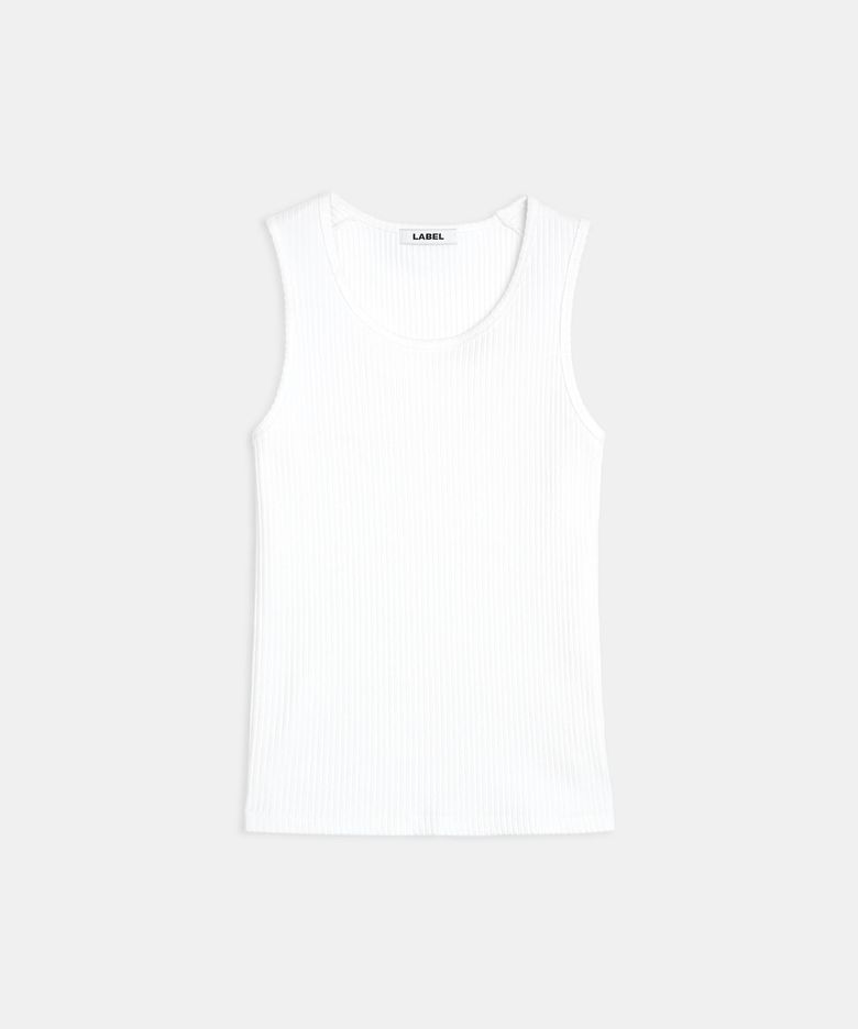 Poet crewneck rib top white