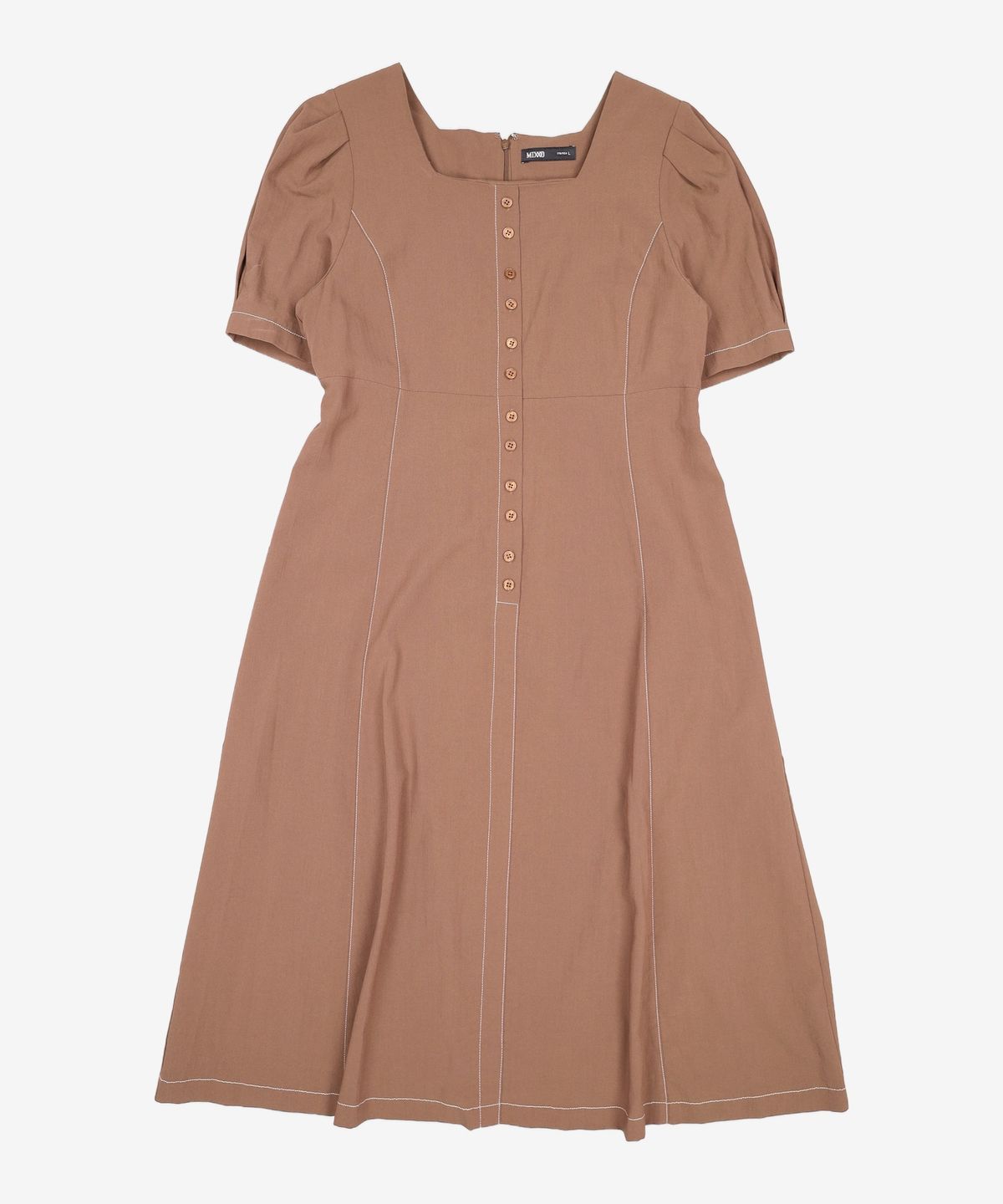 미쏘(MIXXO) 스퀘어넥 스티치 롱 원피스 MIWOWB621B L