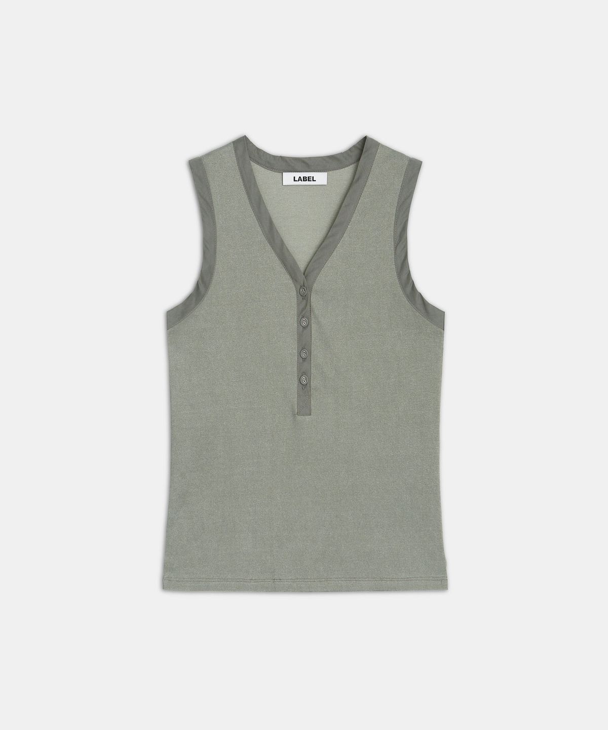 라벨아카이브(LABELARCHIVE) W Coen trimmed henley tank sage