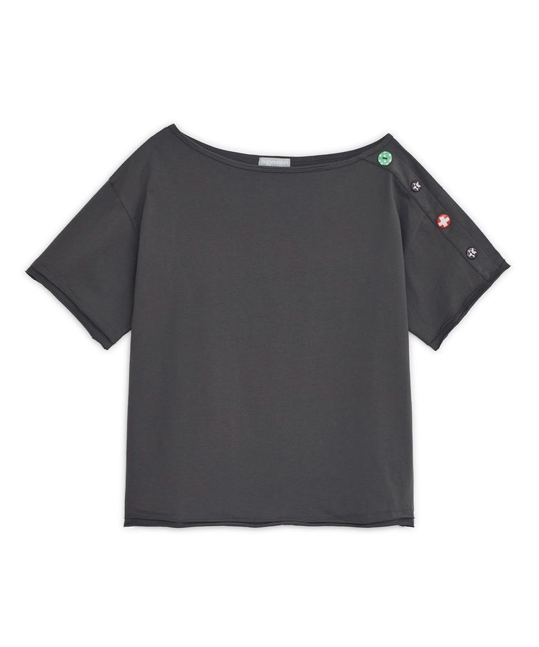 캔디 버튼 루즈 티 (차콜)