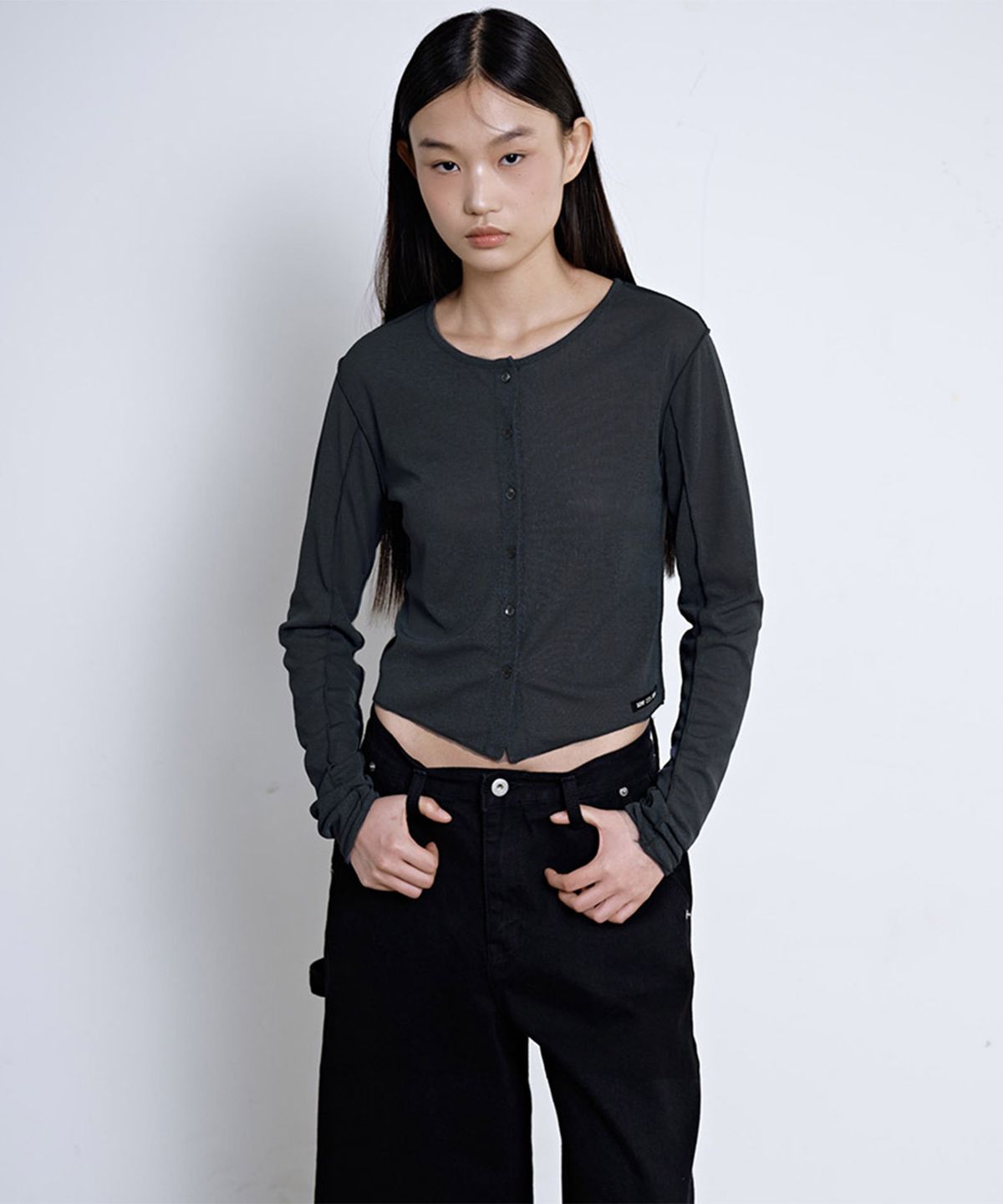 시시브(SISIVE) See Through Cardigan (Charcoal)