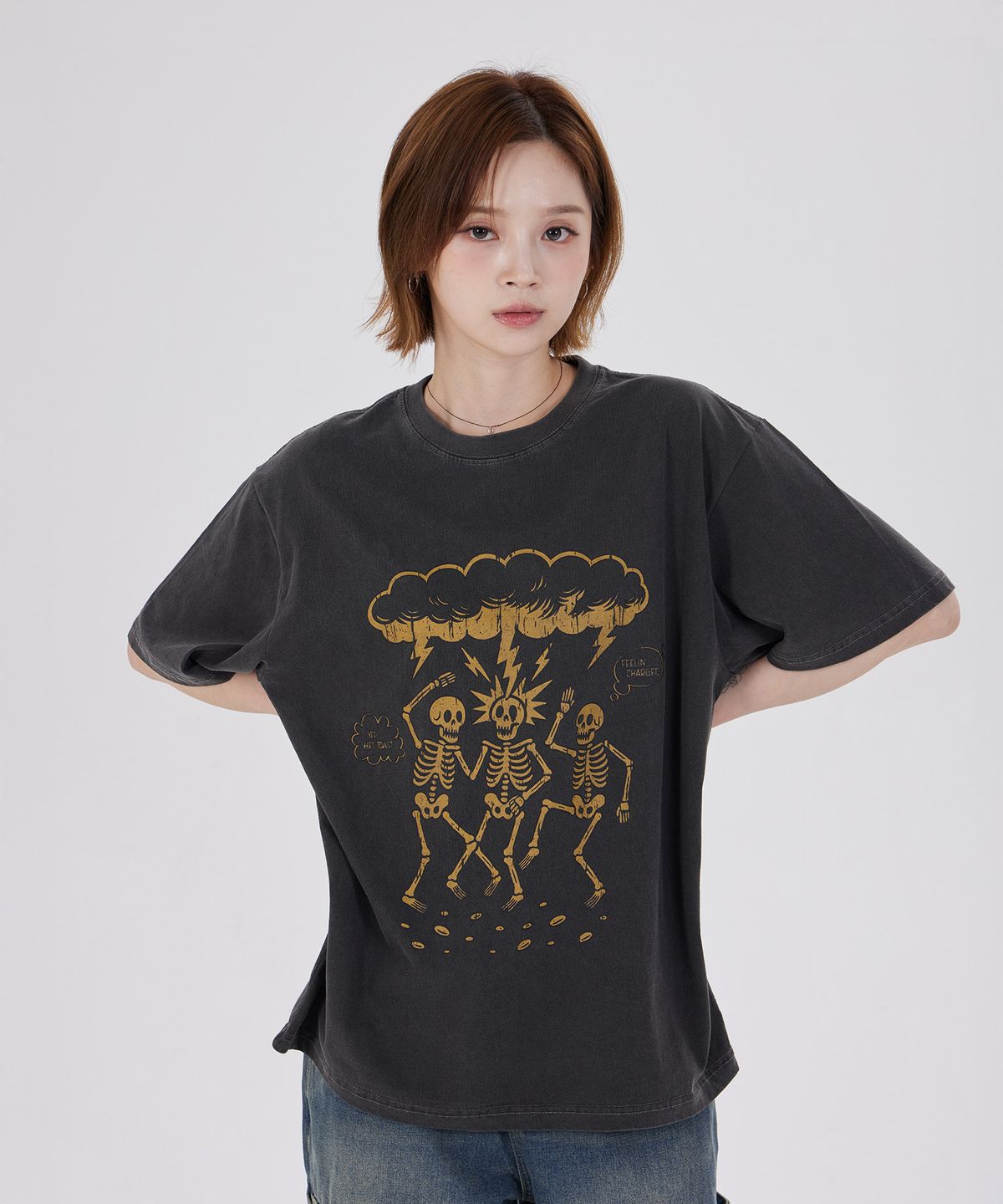 디스펑트(DYSFUNCT) SHOCK THERAPY PIGMENT T-SHIRT(CHARCOAL)