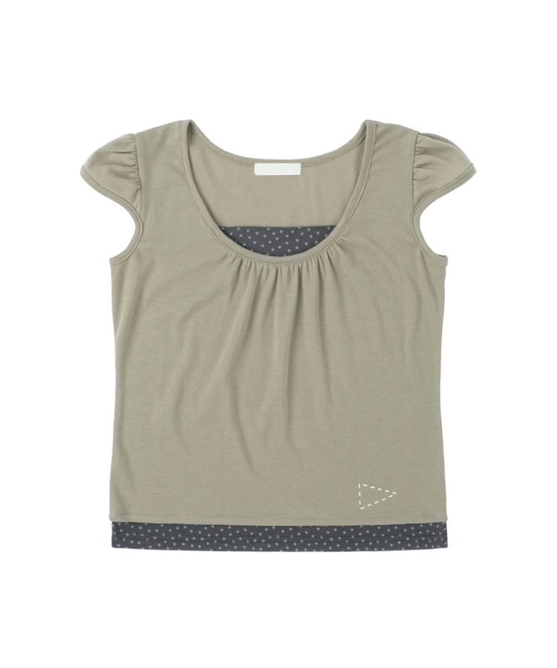 Layered Shirring Top - Khaki