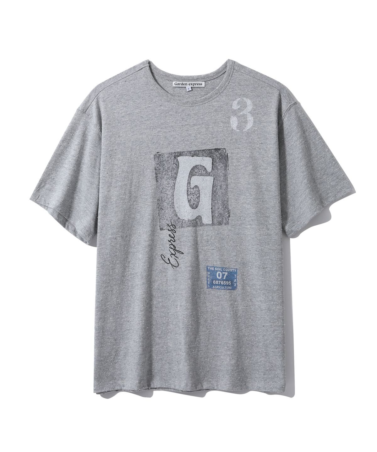 가든익스프레스(GARDEN EXPRESS) Stamp Graphic T-Shirt (melange grey)