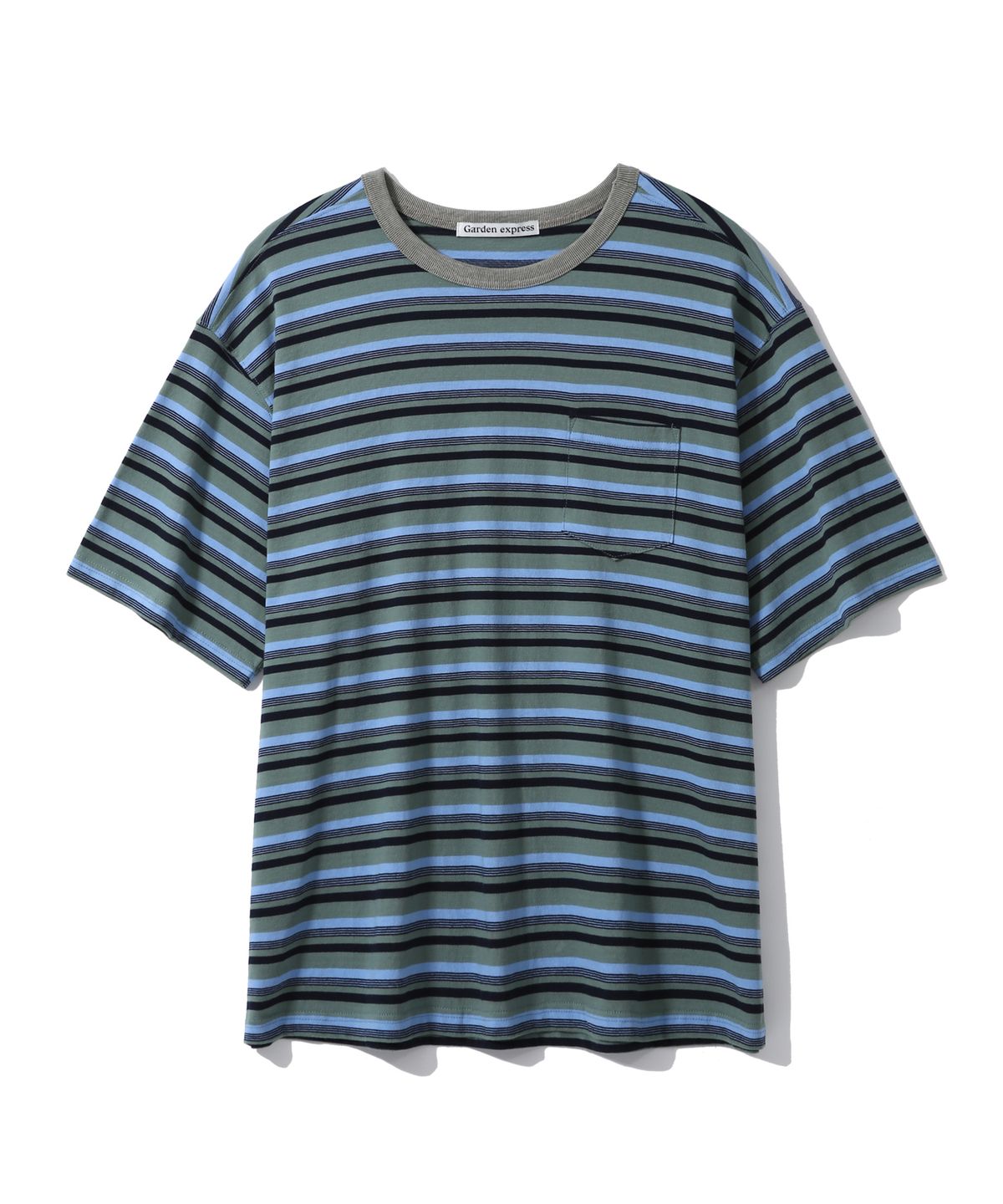 가든익스프레스(GARDEN EXPRESS) Multi Stripe Pocket T-Shirt (green)