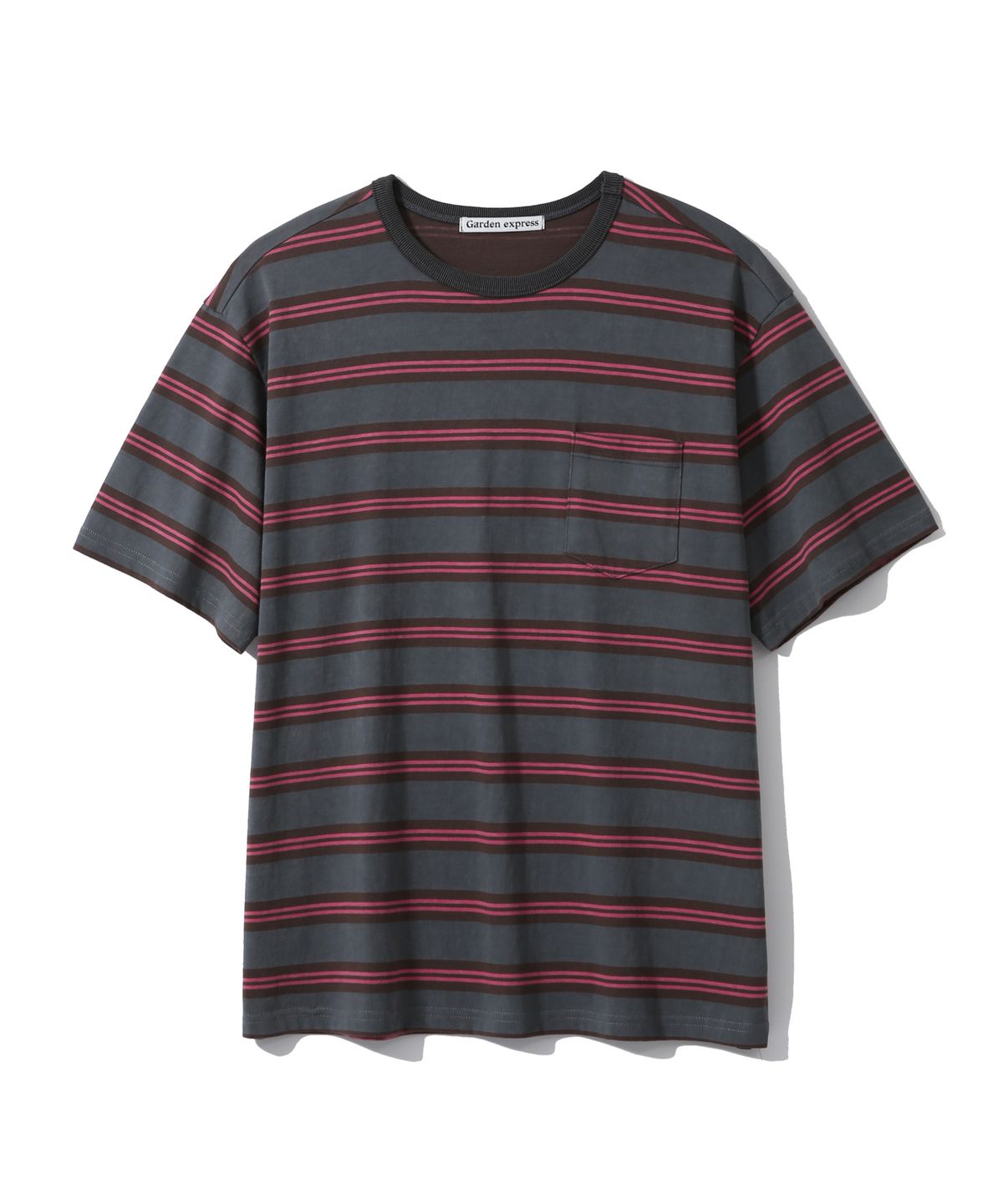 가든익스프레스(GARDEN EXPRESS) Multi Stripe Pocket T-Shirt (pink)