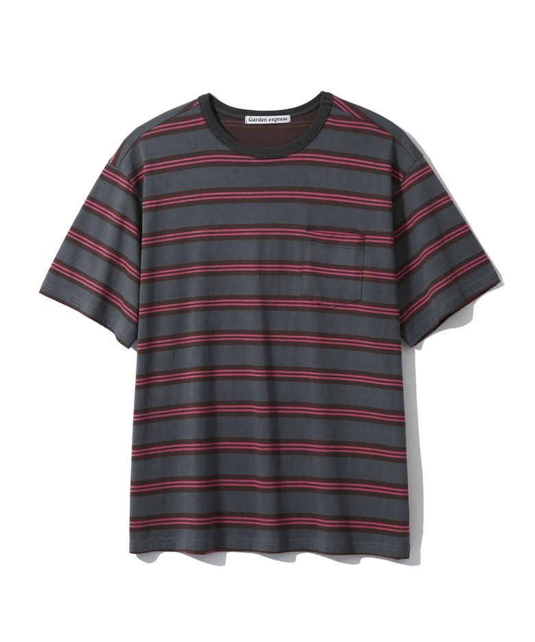 Multi Stripe Pocket T-Shirt (pink)