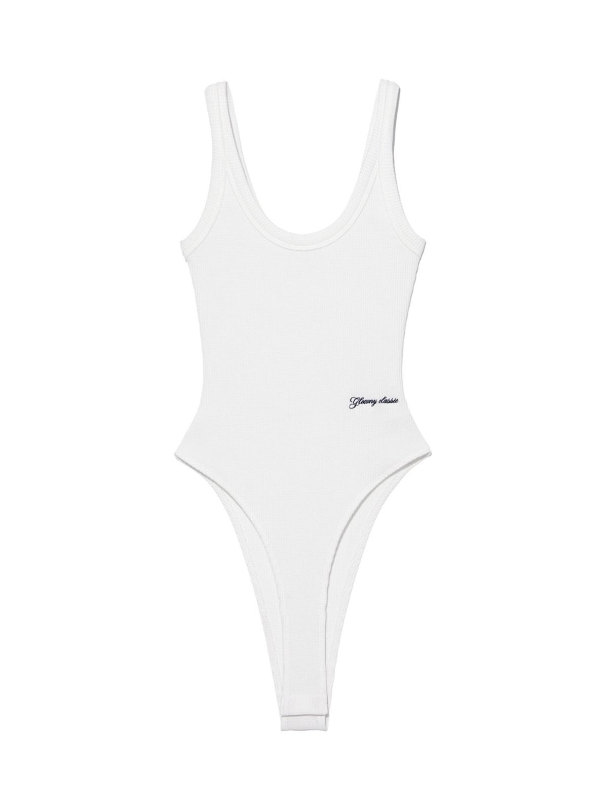 글로니(GLOWNY) G SCOOP NECK WAFFLE BODYSUIT (WHITE)