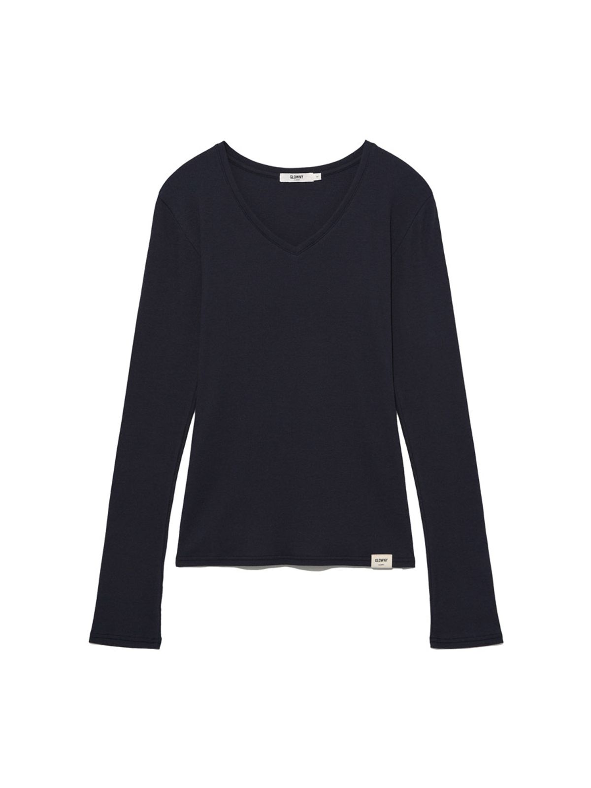 글로니(GLOWNY) G CLASSIC V-NECK RIB LONG SLEEVE (NAVY)